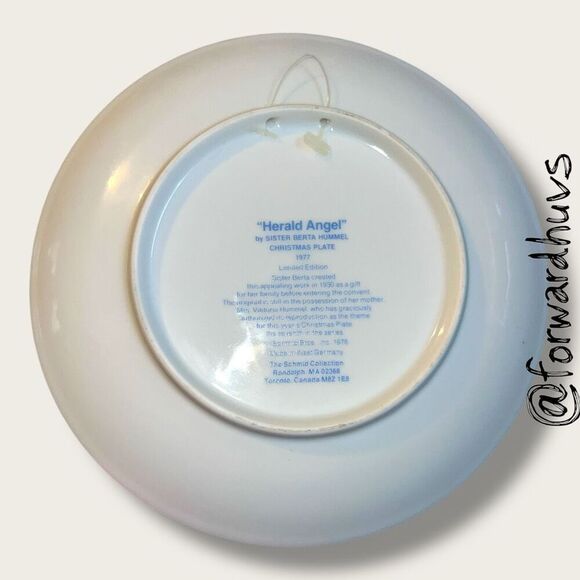 1977 Schmid “Herald Angel” Christmas Plate – Sister Berta Hummel – No Box - Picture 5 of 7